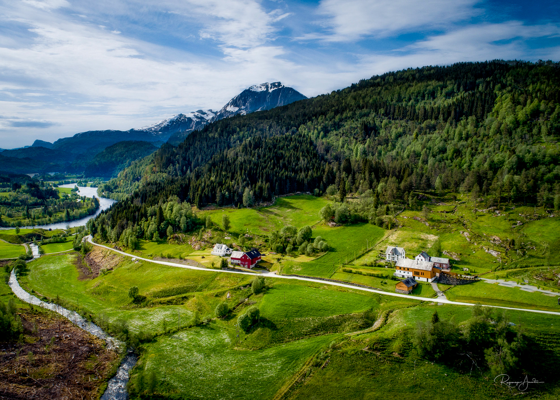 Aerial view of Amot in Norway
