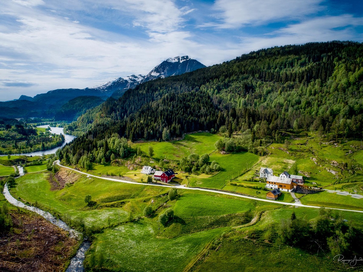 Aerial view of Amot in Norway