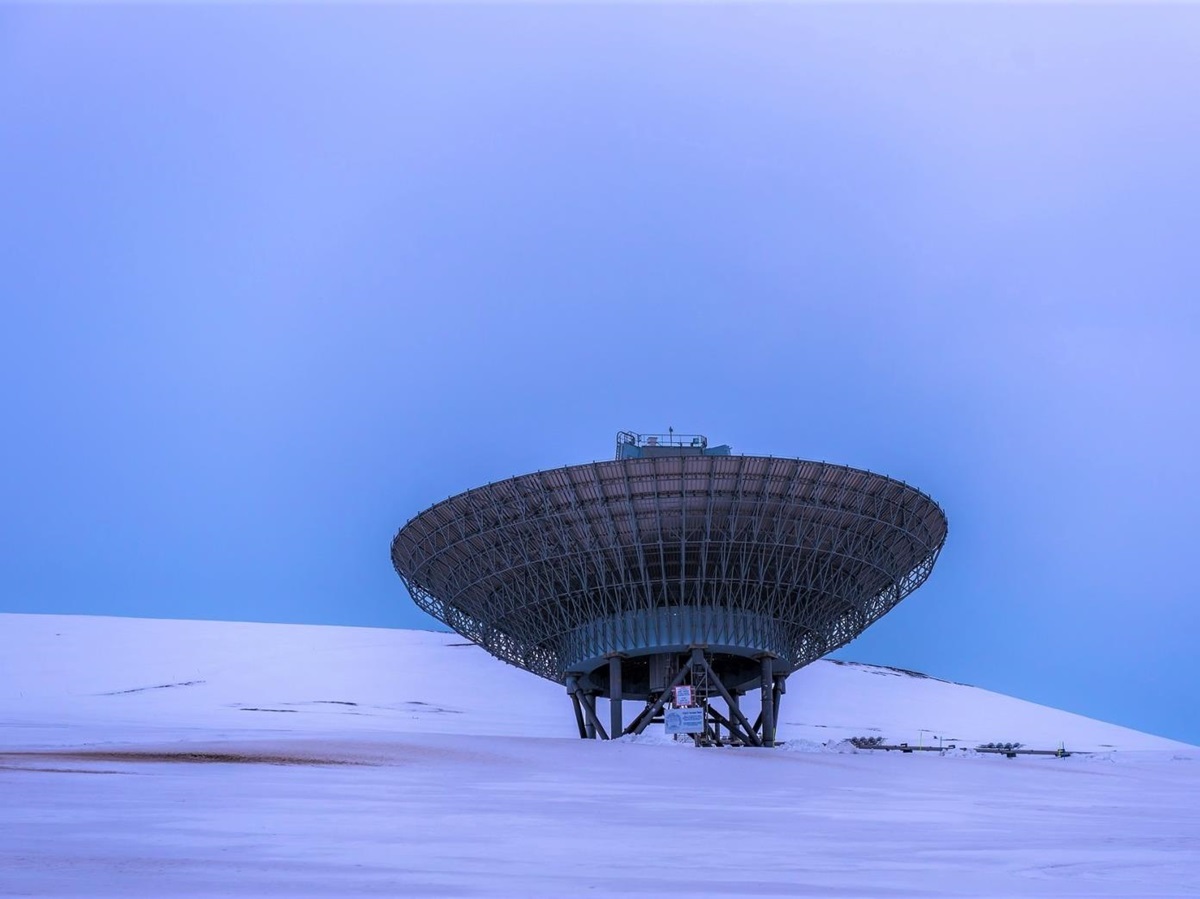 Large dish at Basecamp Isfjord Radio Adventure Hotel in Svalbard Norway