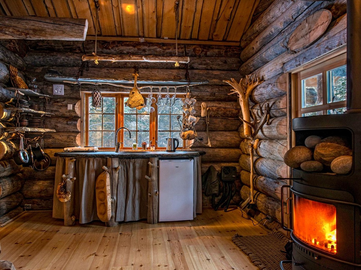 Kitchen at Engholm Husky Design Lodge in Norway
