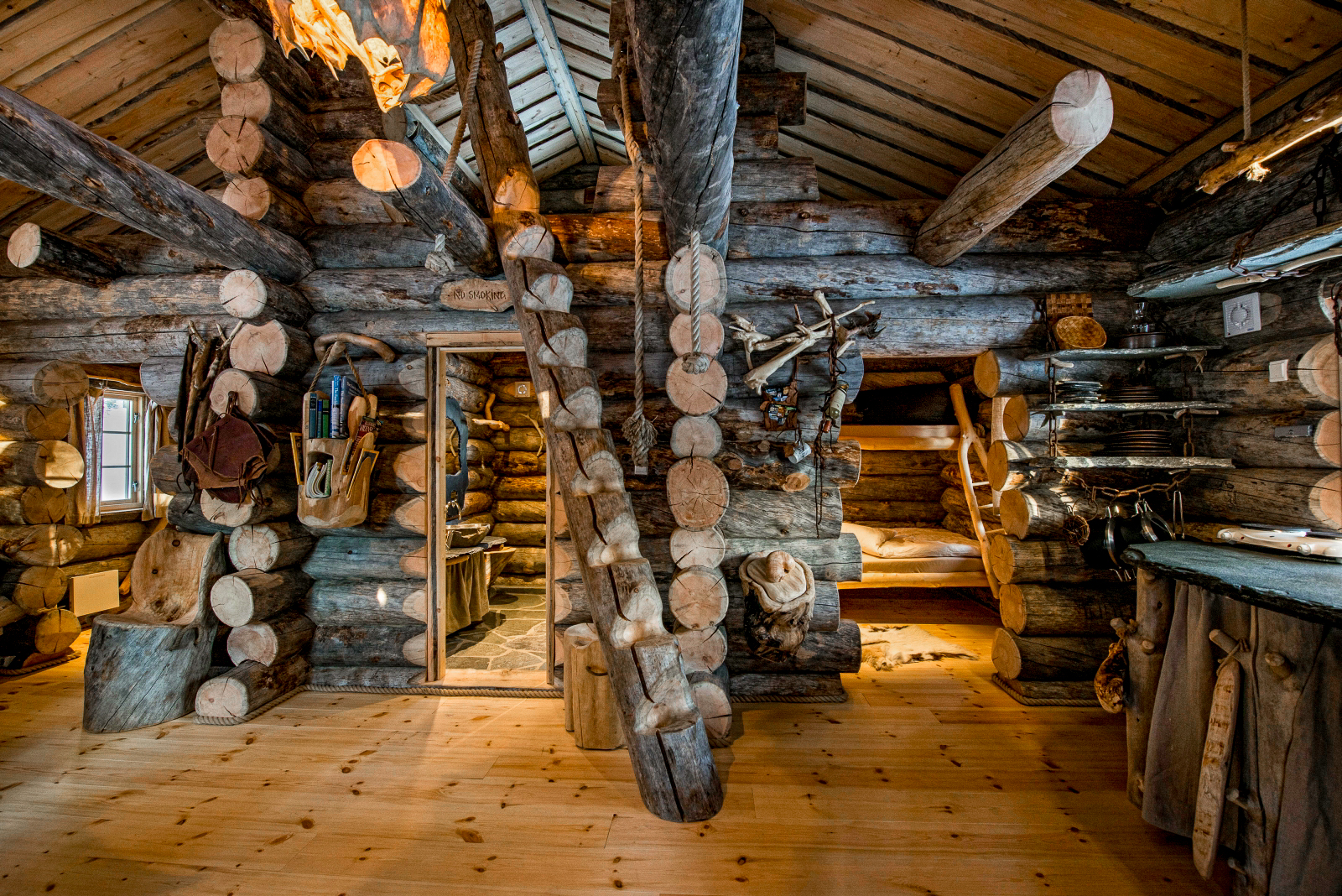 Living area at Engholm Husky Design Lodge in Norway