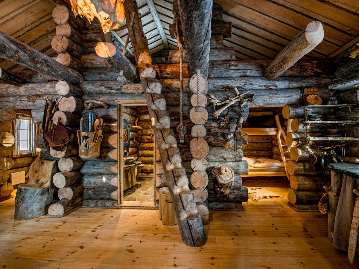Living area at Engholm Husky Design Lodge in Norway