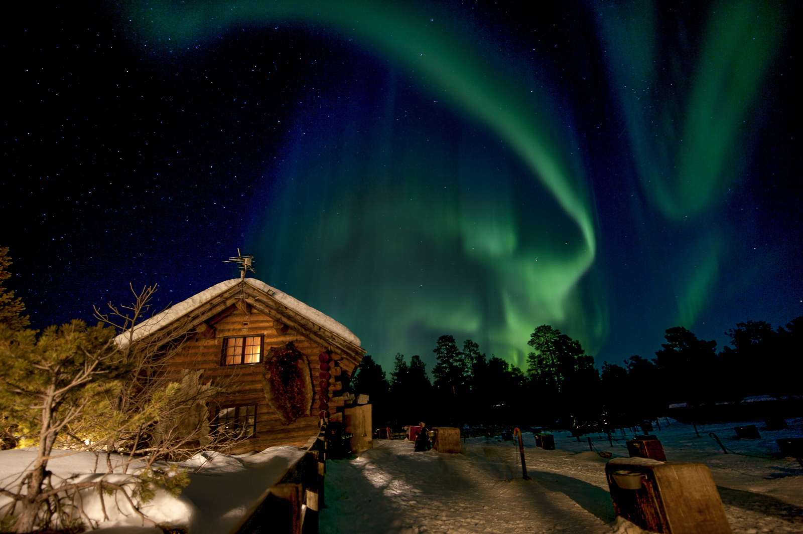 Northern Lights spotted above Engholm Husky Design Lodge in Norrway