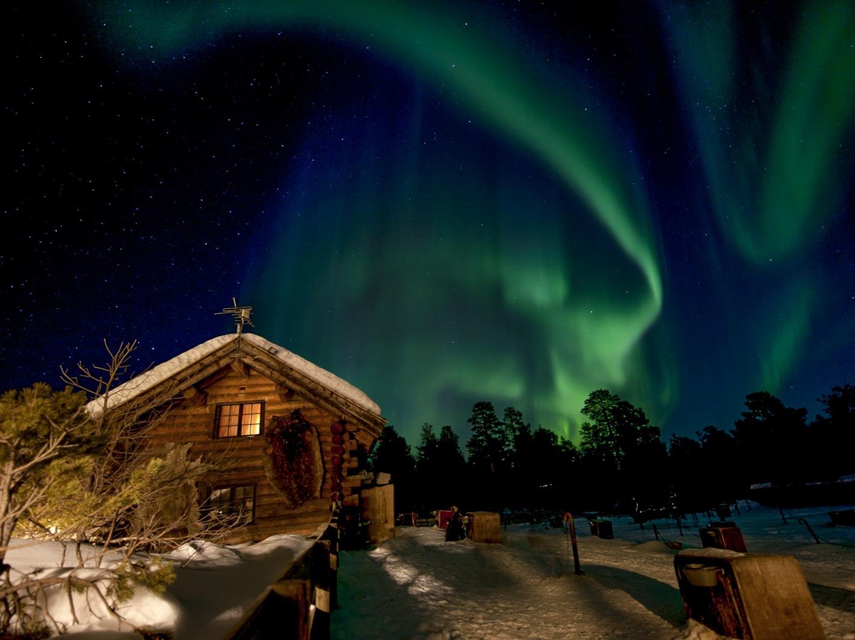 Northern Lights spotted above Engholm Husky Design Lodge in Norrway