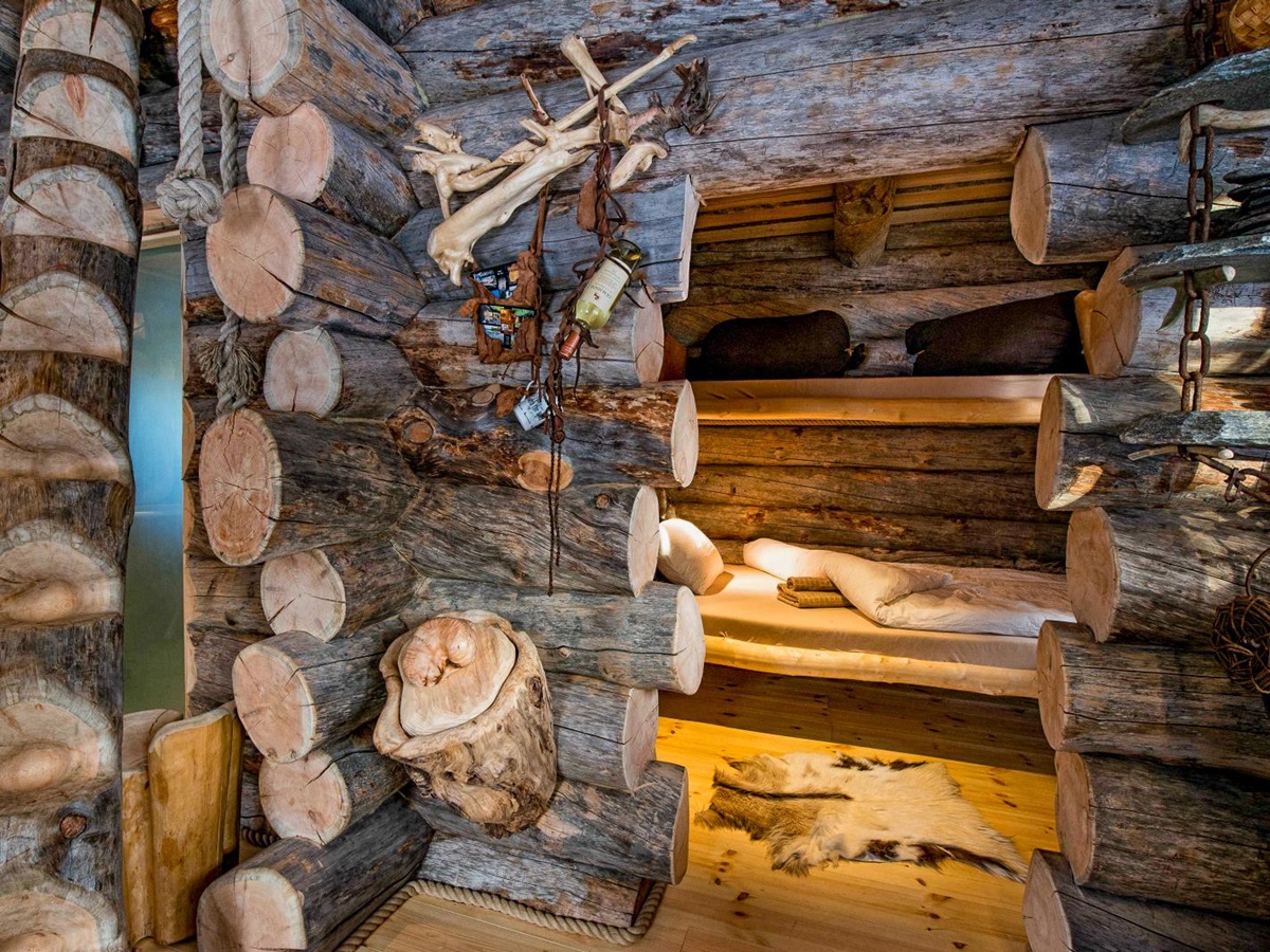 Guest bedroom at Engholm Husky Design Lodge in Norway