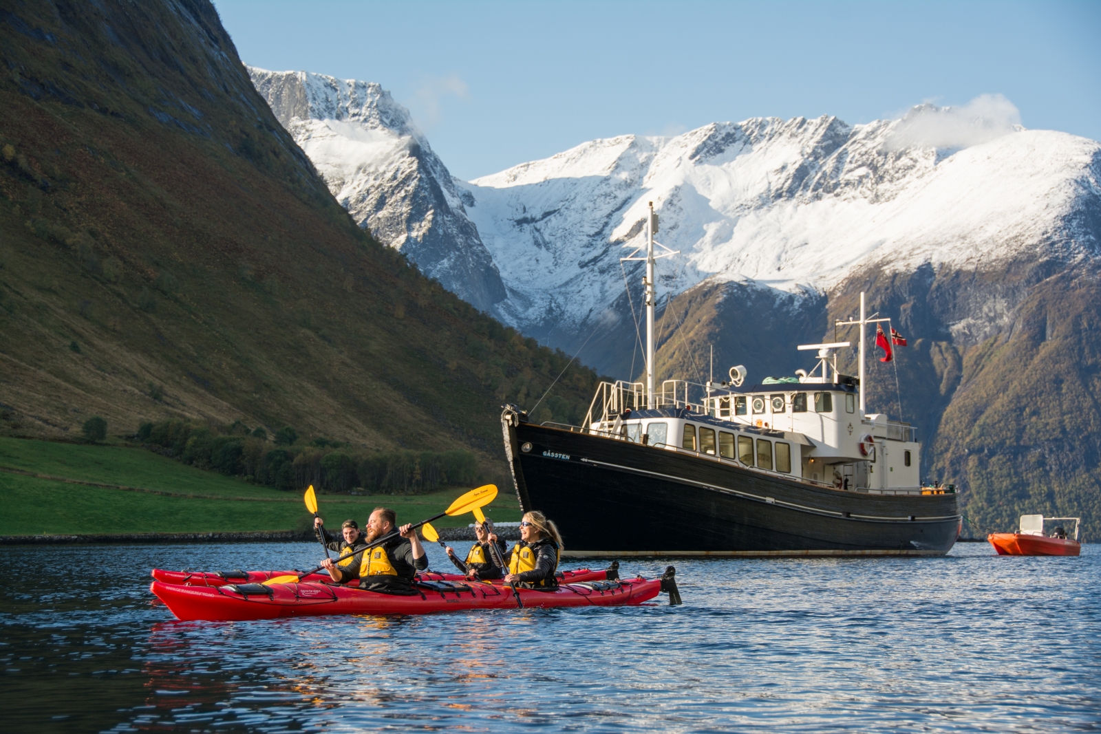 Kayaking with HMS Gassten in Norway - photo credit to Gordie Smith