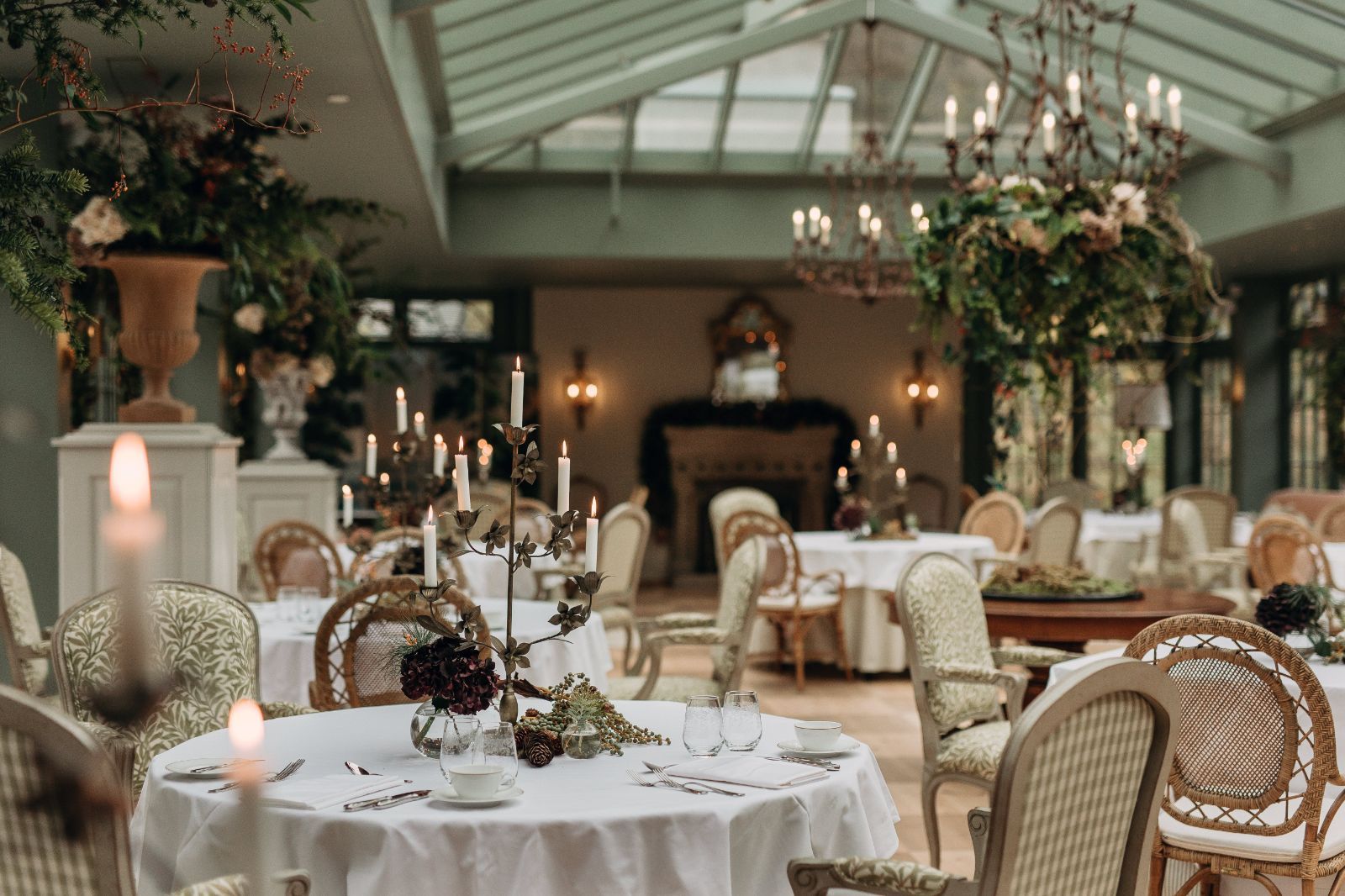 Candlelit Dining Room in the Conservatory of Luxury Hotel in Norway Hotel Union Oye