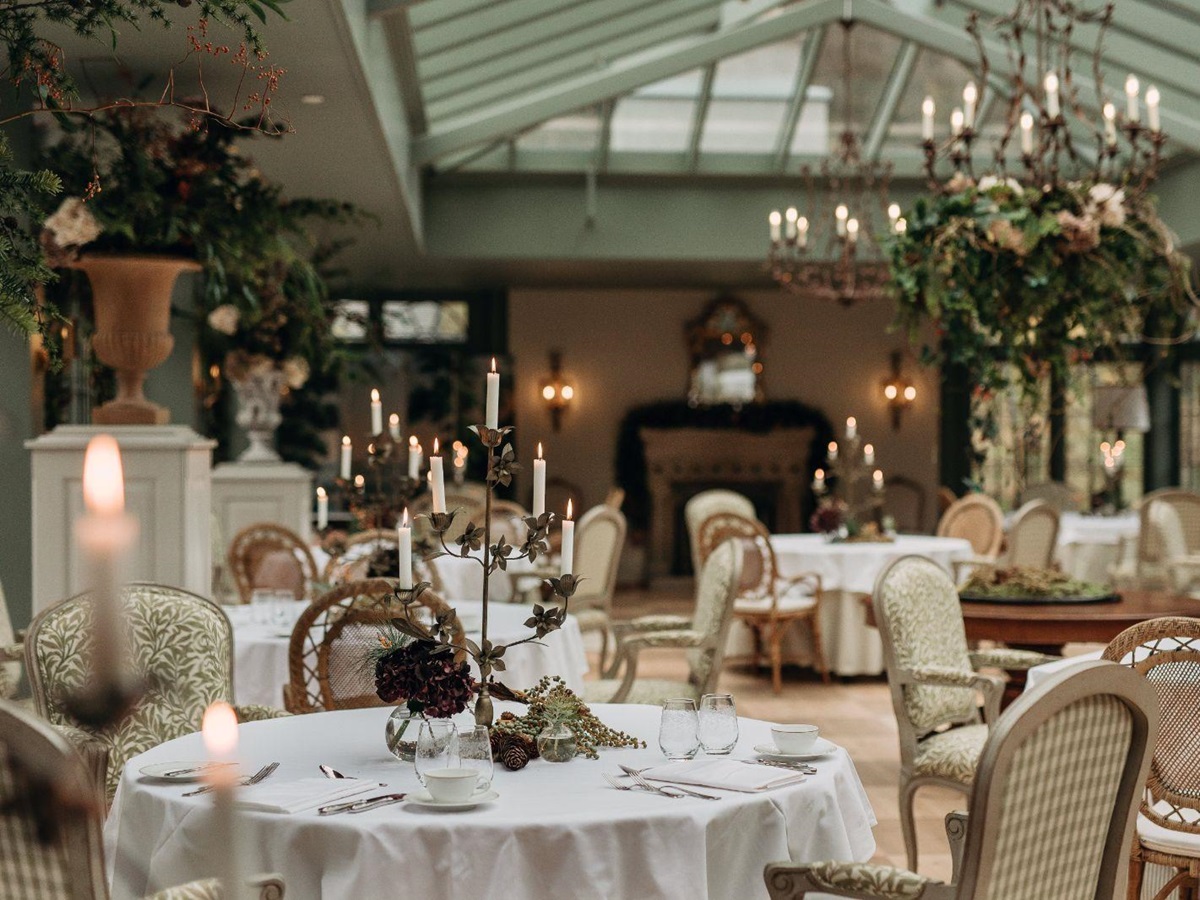Candlelit Dining Room in the Conservatory of Luxury Hotel in Norway Hotel Union Oye