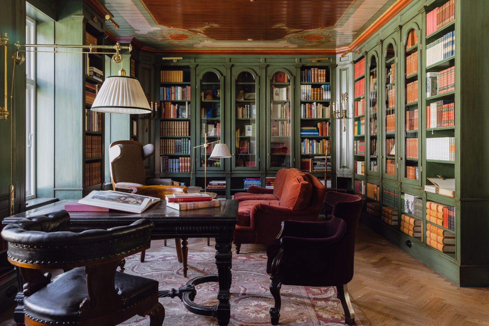Traditional Library with Seating in Luxury Hotel in Norway Hotel Union Oye