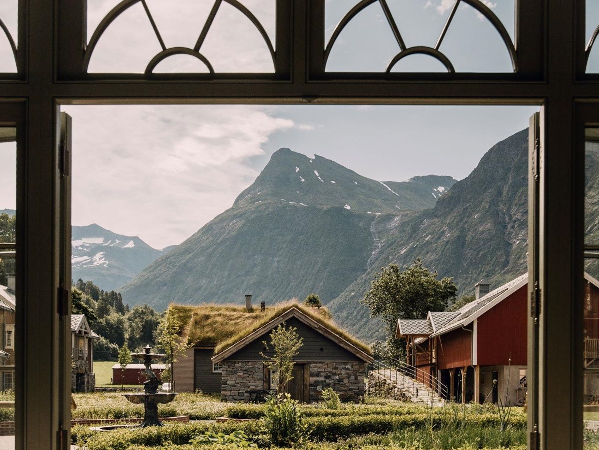Luxury Hotel in Norway Hotel Union Oye Mountain View Framed by Window