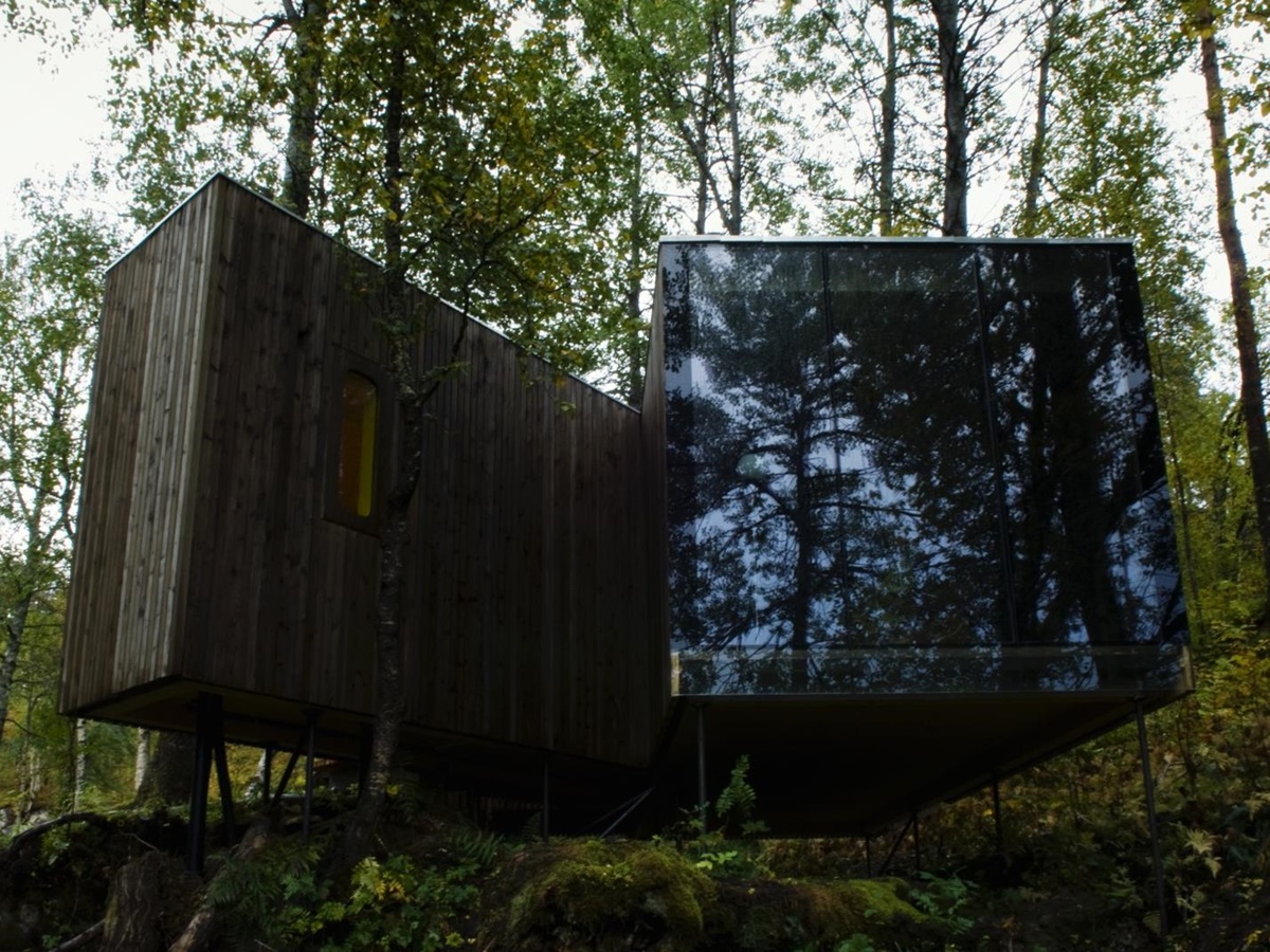 Exterior of lodge at Juvet Landskapshotel in Norway