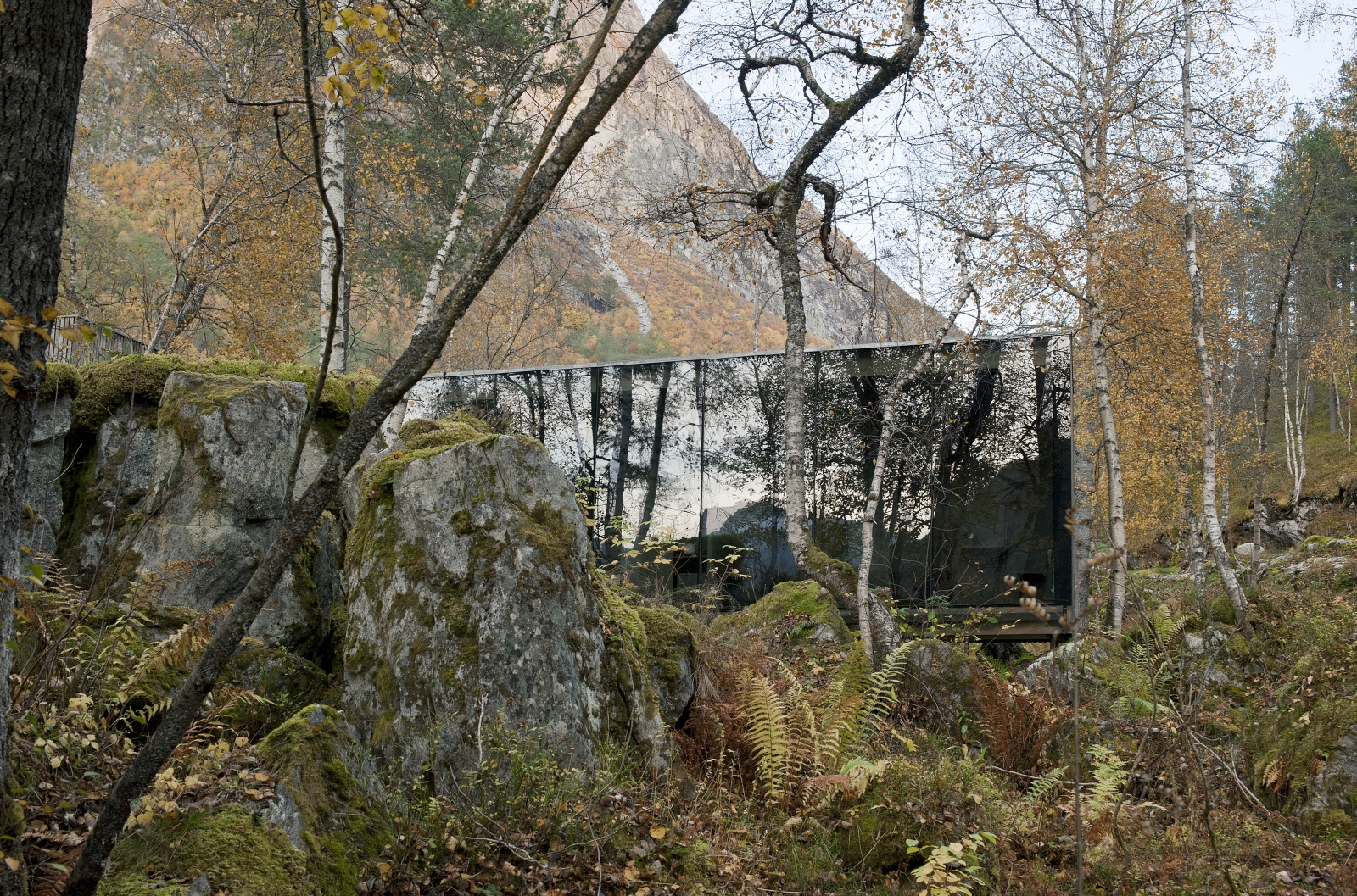 Exterior spring view of Juvet Landskapshotel in Norway