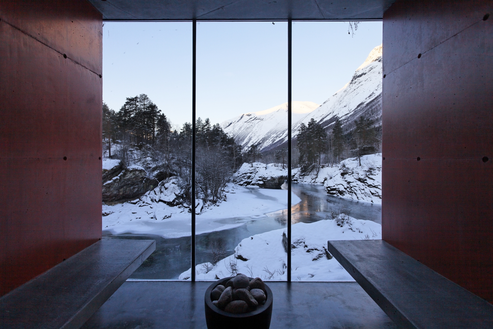 Narrow sauna view at Juvet Landskapshotel in Norway