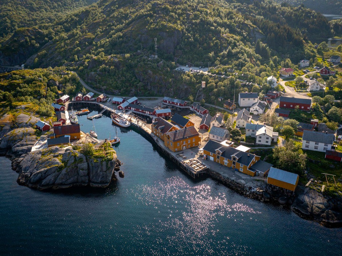 Aerial view of Nusfjord Arctic Resort