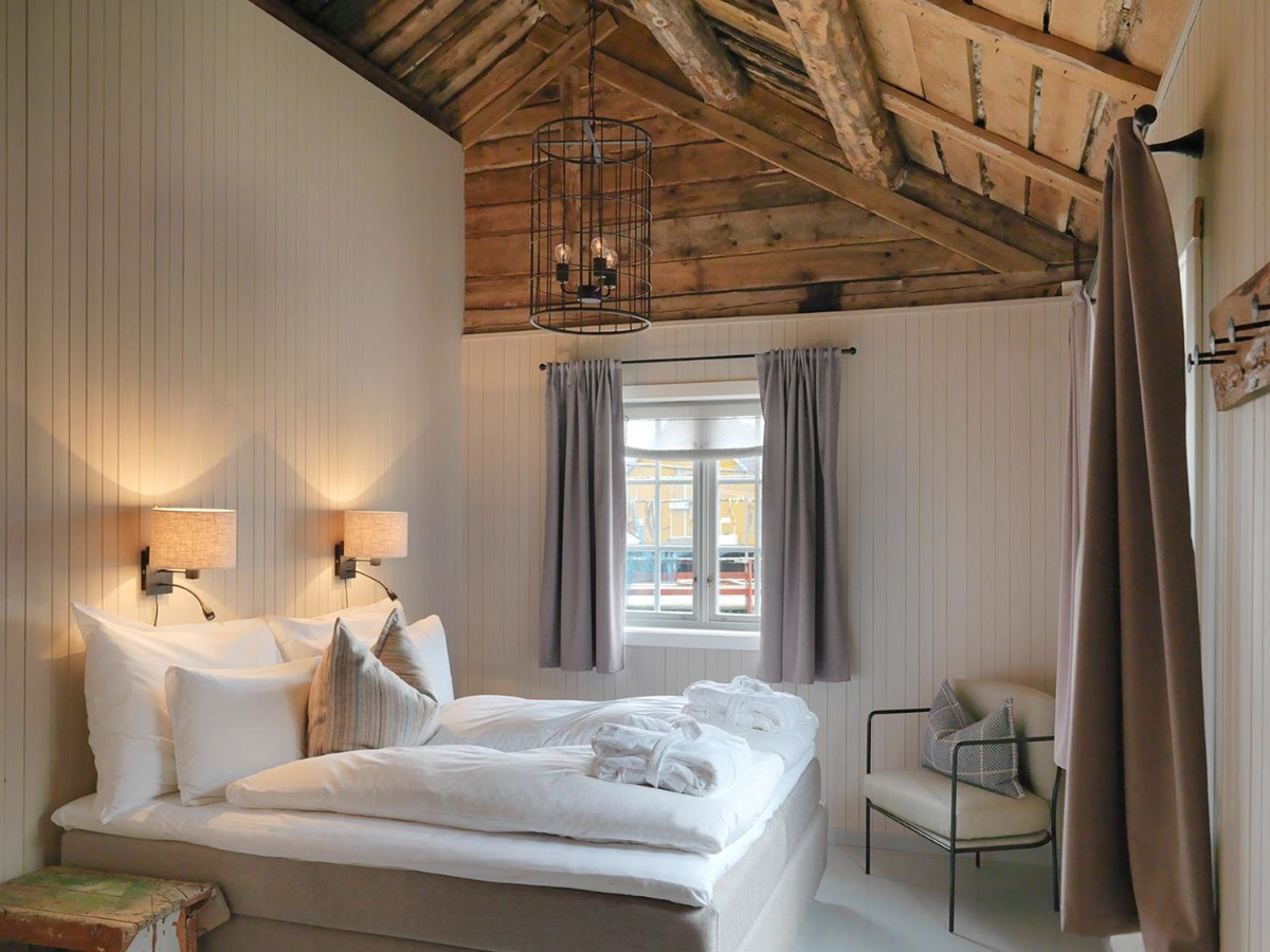 Guest bedroom at Nusfjord Arctic Resort in Norway
