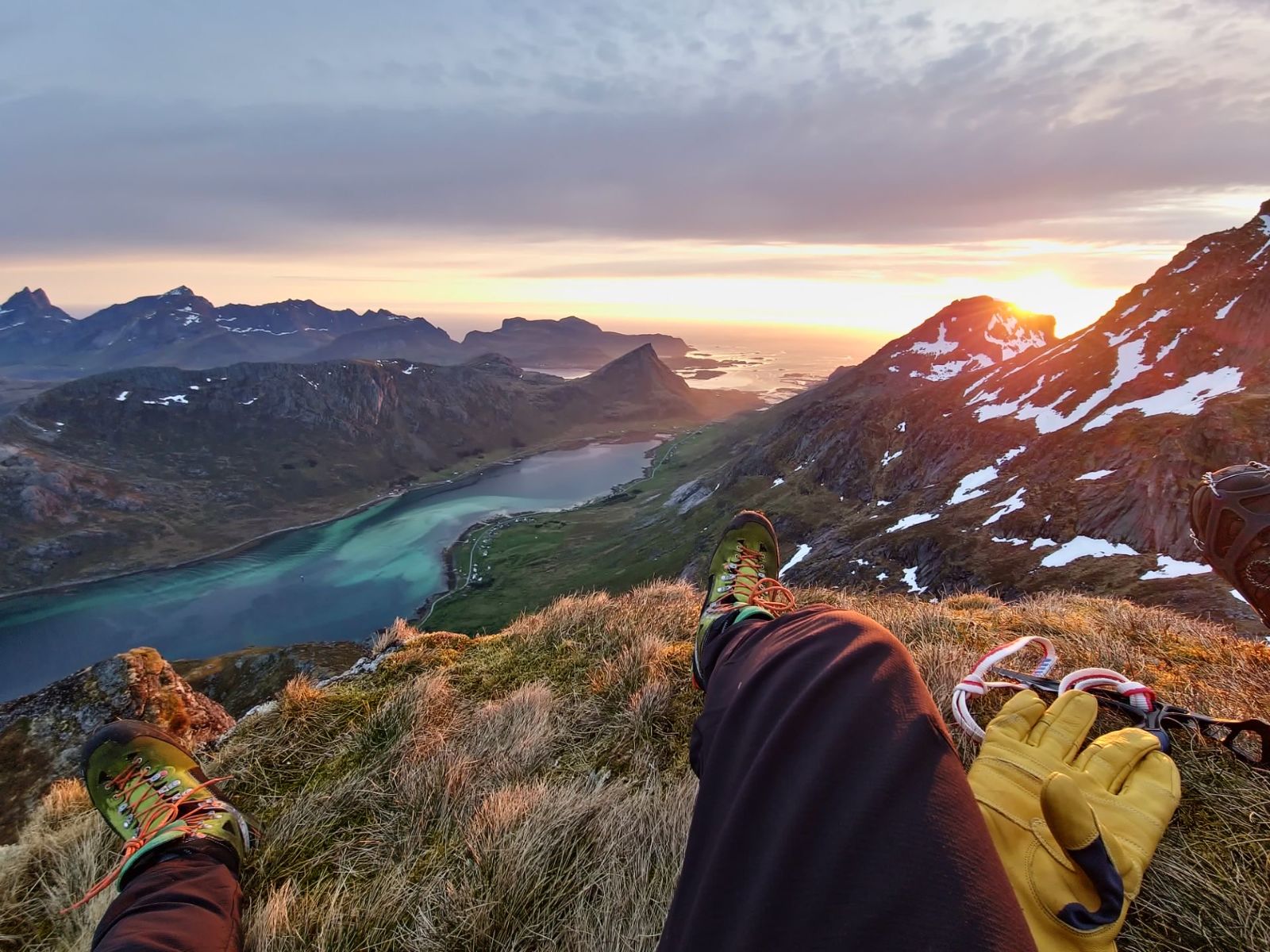 Climbing on the grounds of Nusfjord Arctic Resort in Norway