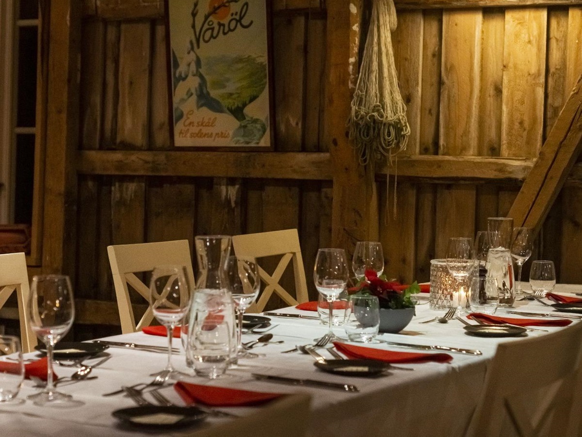 Dining on the grounds of Nusfjord Arctic Resort in Norway