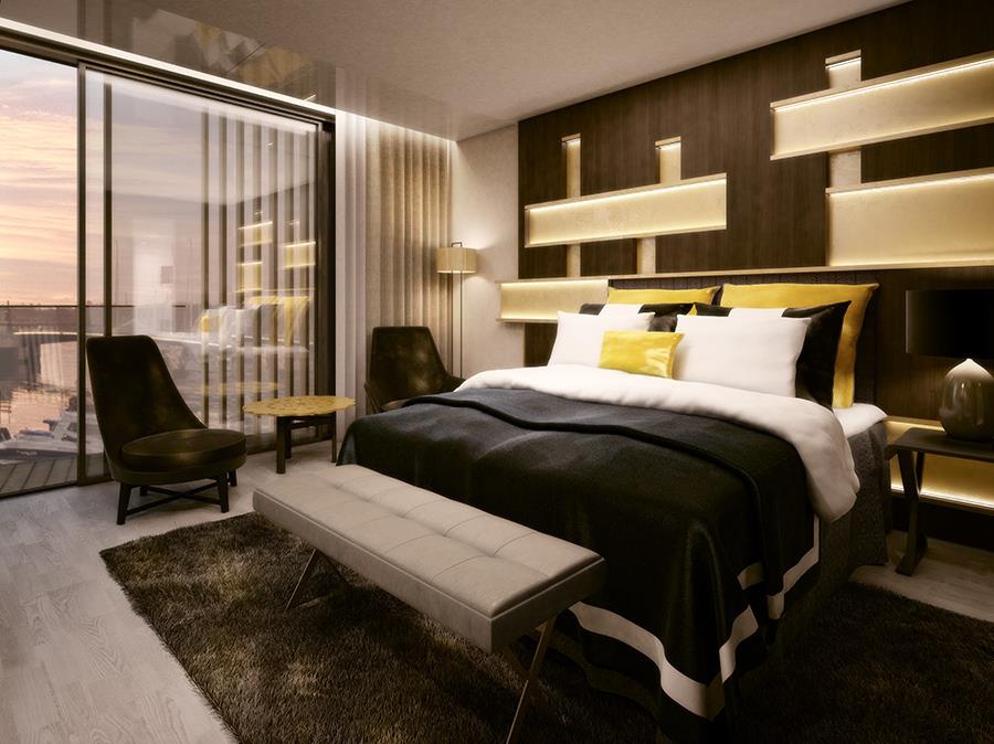Double bedroom with view at The Thief in Oslo Norway