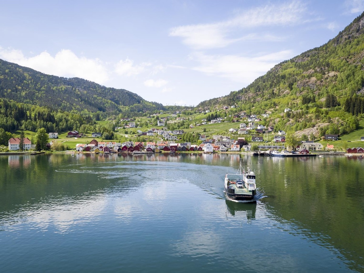 View of Walaker Hotel from over the lake in Norway