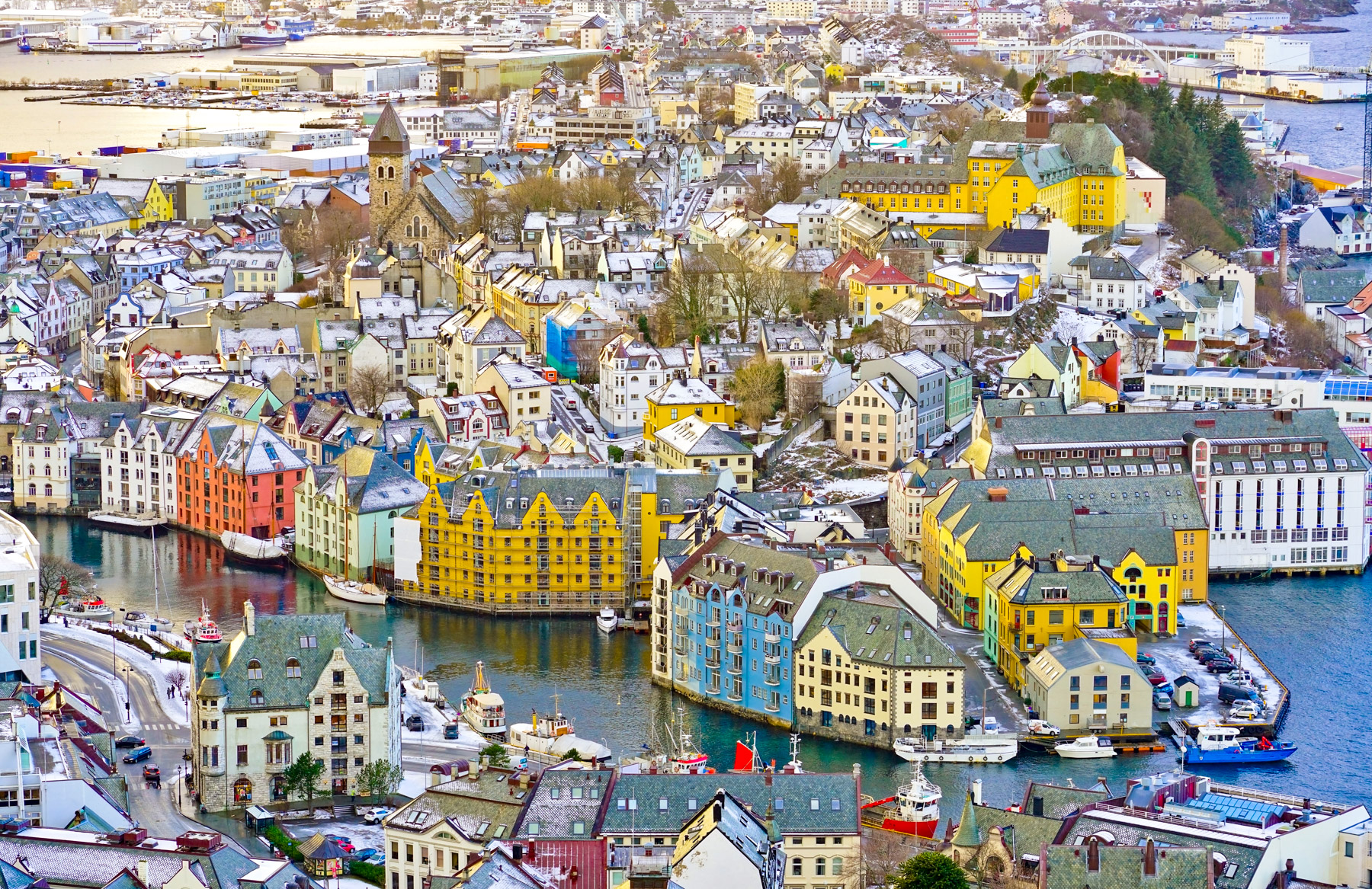 Aerial view of Alesund in Norway