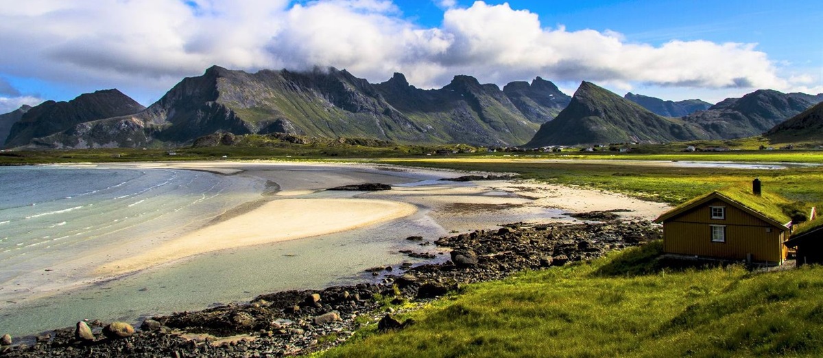Beautiful beach scene in the Lofoten Islands, Norway