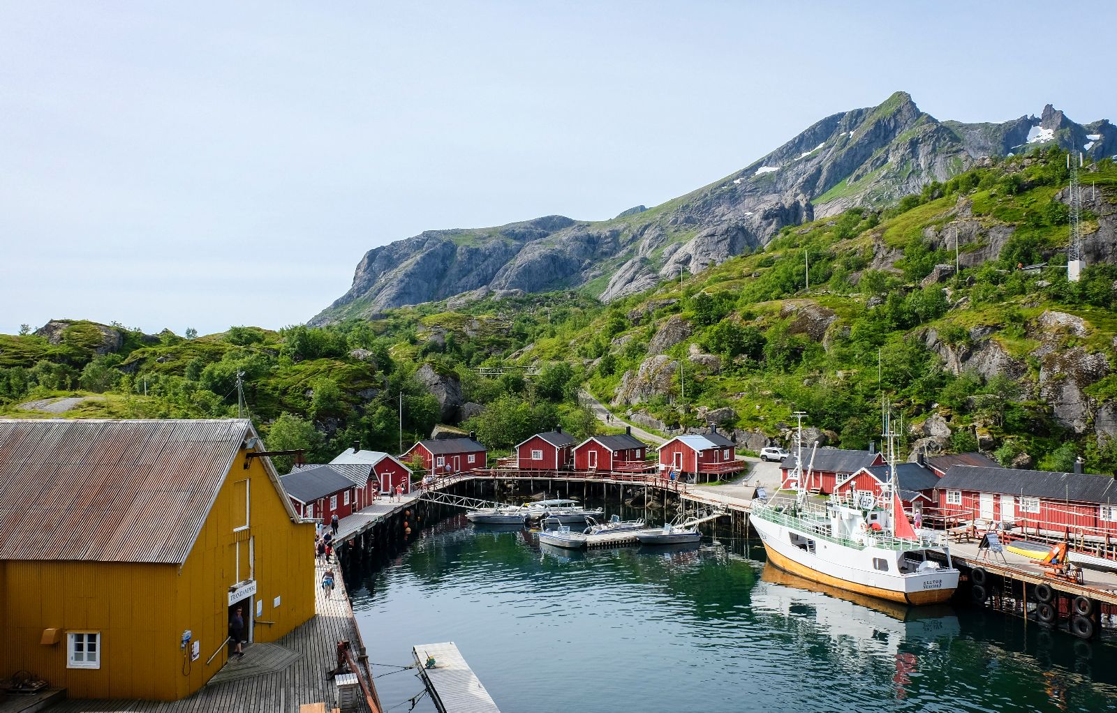 Pretty harbour of Nusfjord in the Lofoten Islands Norway