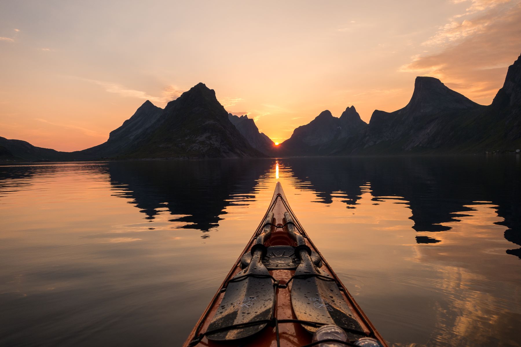 Kayaking on Reinefjorden in Norway