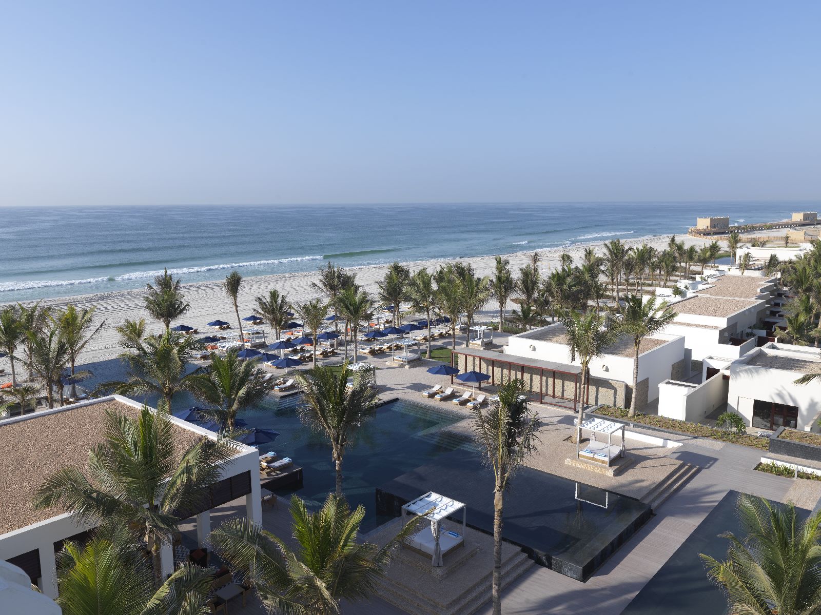 Aerial view of the Al Baleed Salalah by Anantara resort in Oman