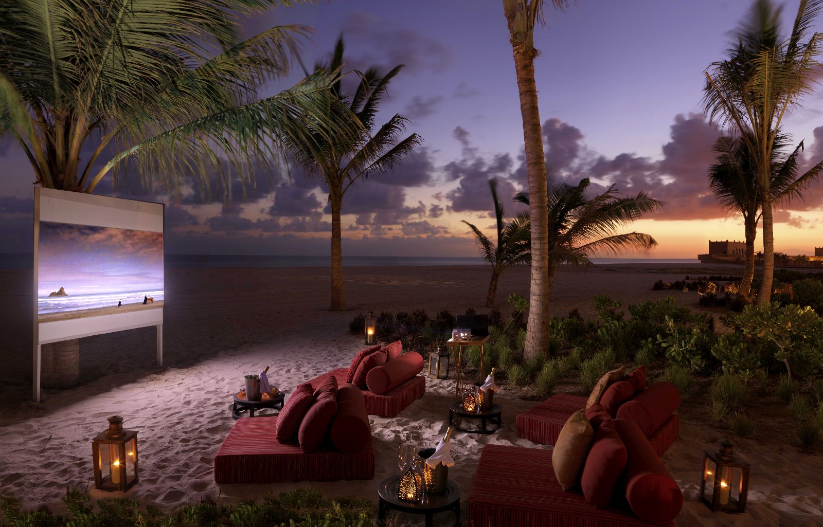 Cinema under the stars on the beach at the Al Baleed Salalah by Anantara resort in Oman