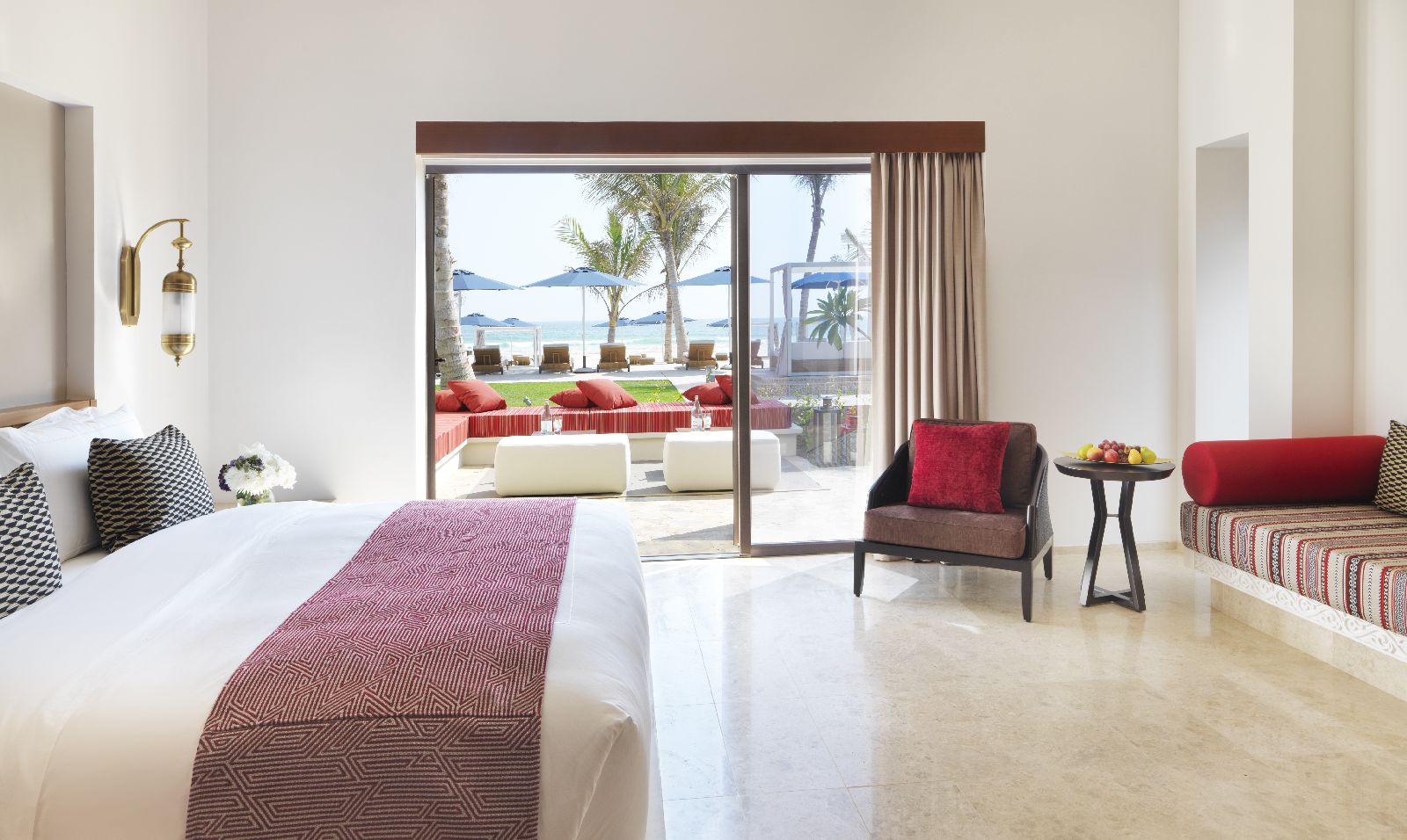 Deluxe beach view room at the Al Baleed Salalah by Anantara resort in Oman
