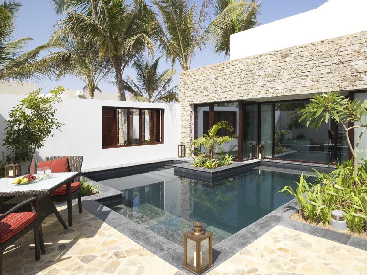 Garden view pool villa at the Al Baleed Salalah by Anantara resort in Oman