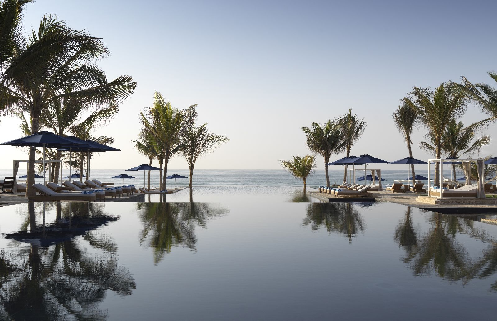 Sea facing swimming pool at the Al Baleed Salalah by Anantara resort in Oman