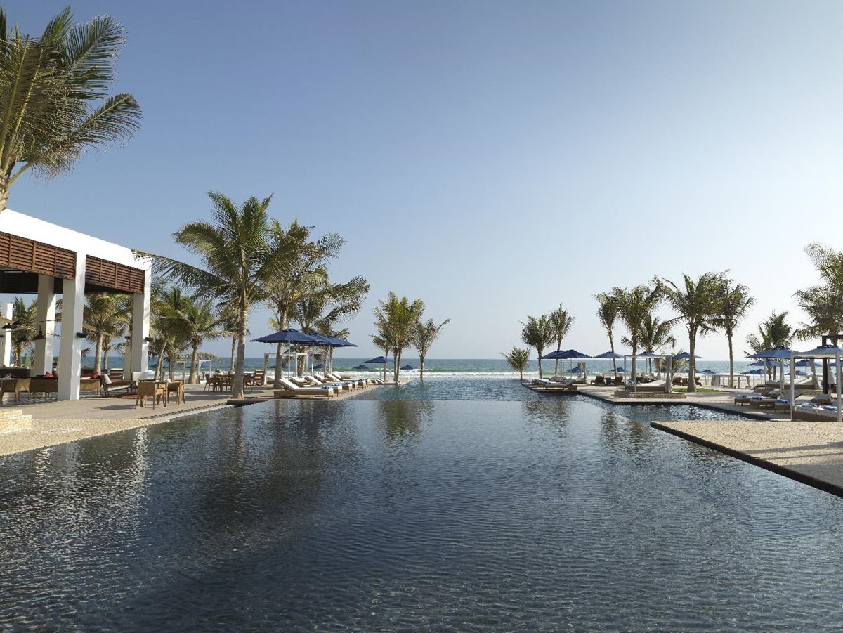 Swimming pool at the Al Baleed Salalah by Anantara resort in Oman