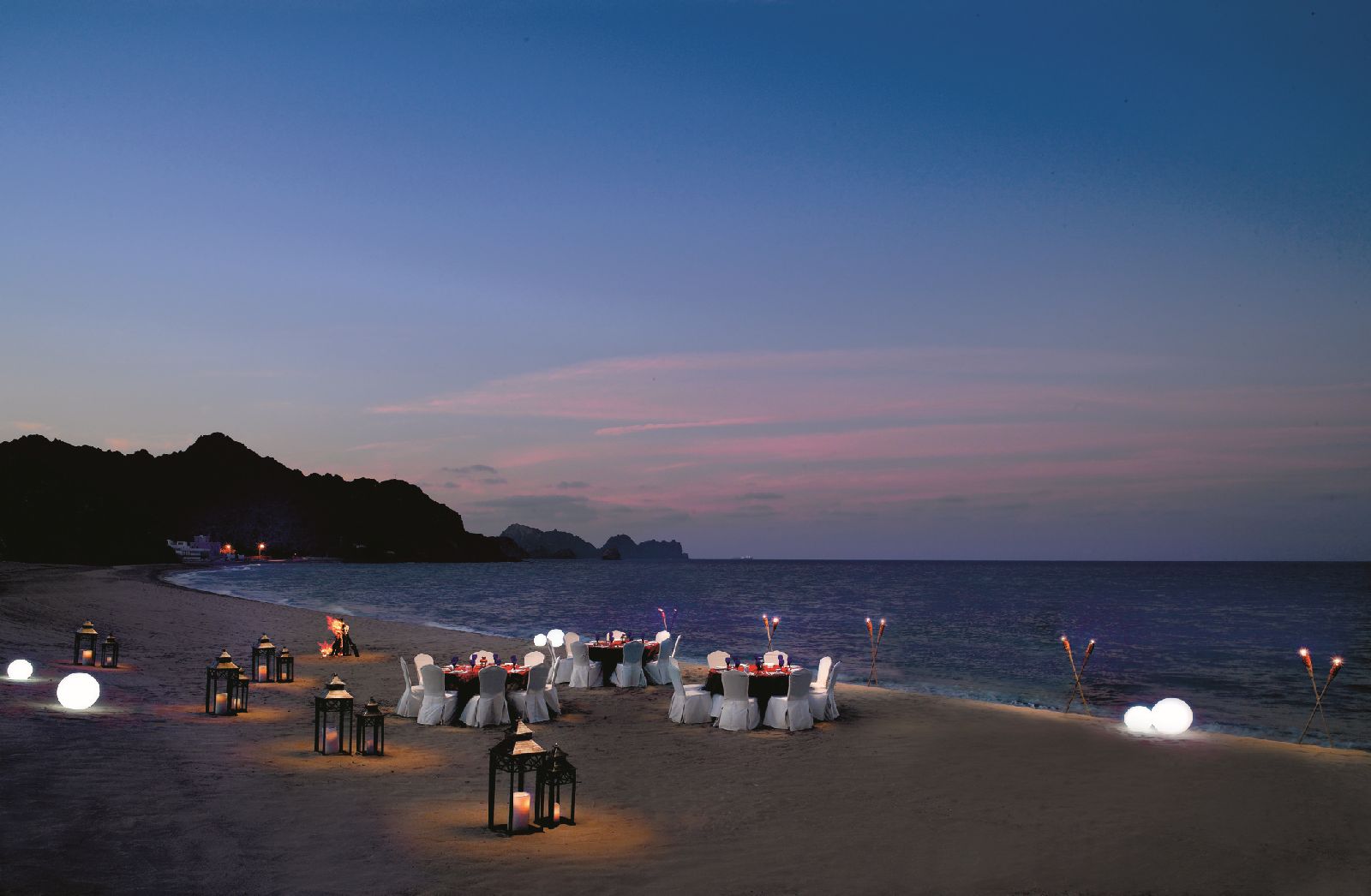 Private dining on the beach at the Al Bustan Palace Muscat Oman