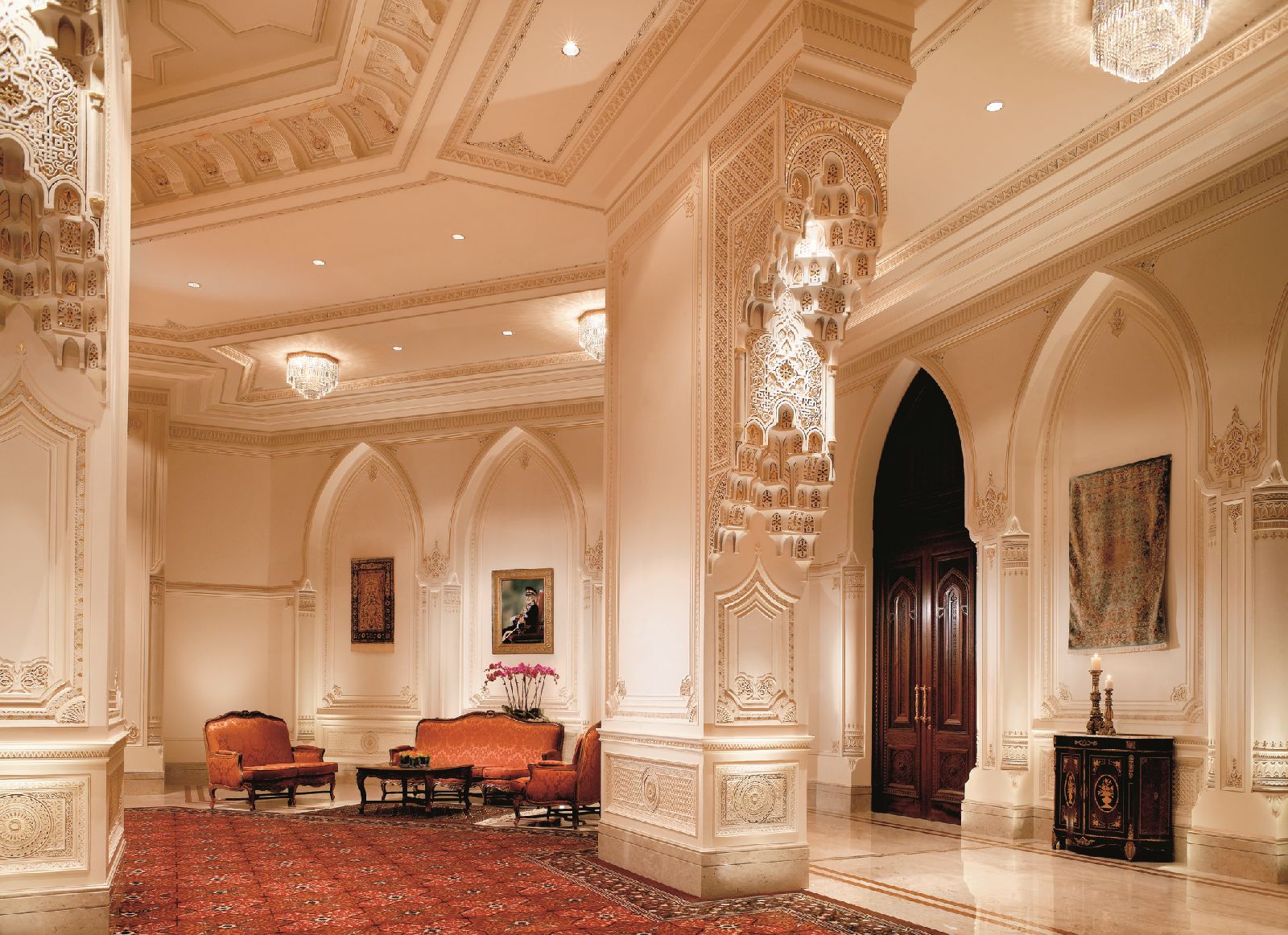 Ornate lobby of the Al Bustan Palace Muscat Oman