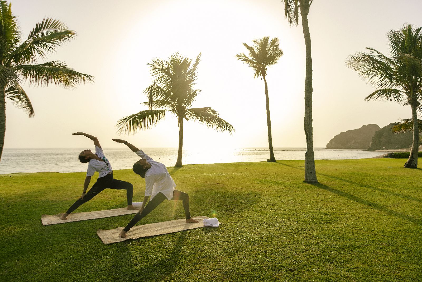 Yoga on the lawn at the Al Bustan Palace Muscat Oman