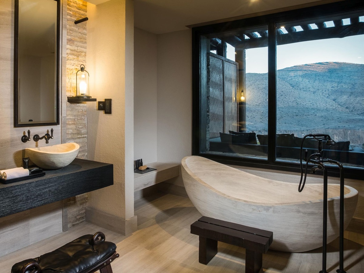 A suite bathroom of Alila Jabal Akhdar, Oman