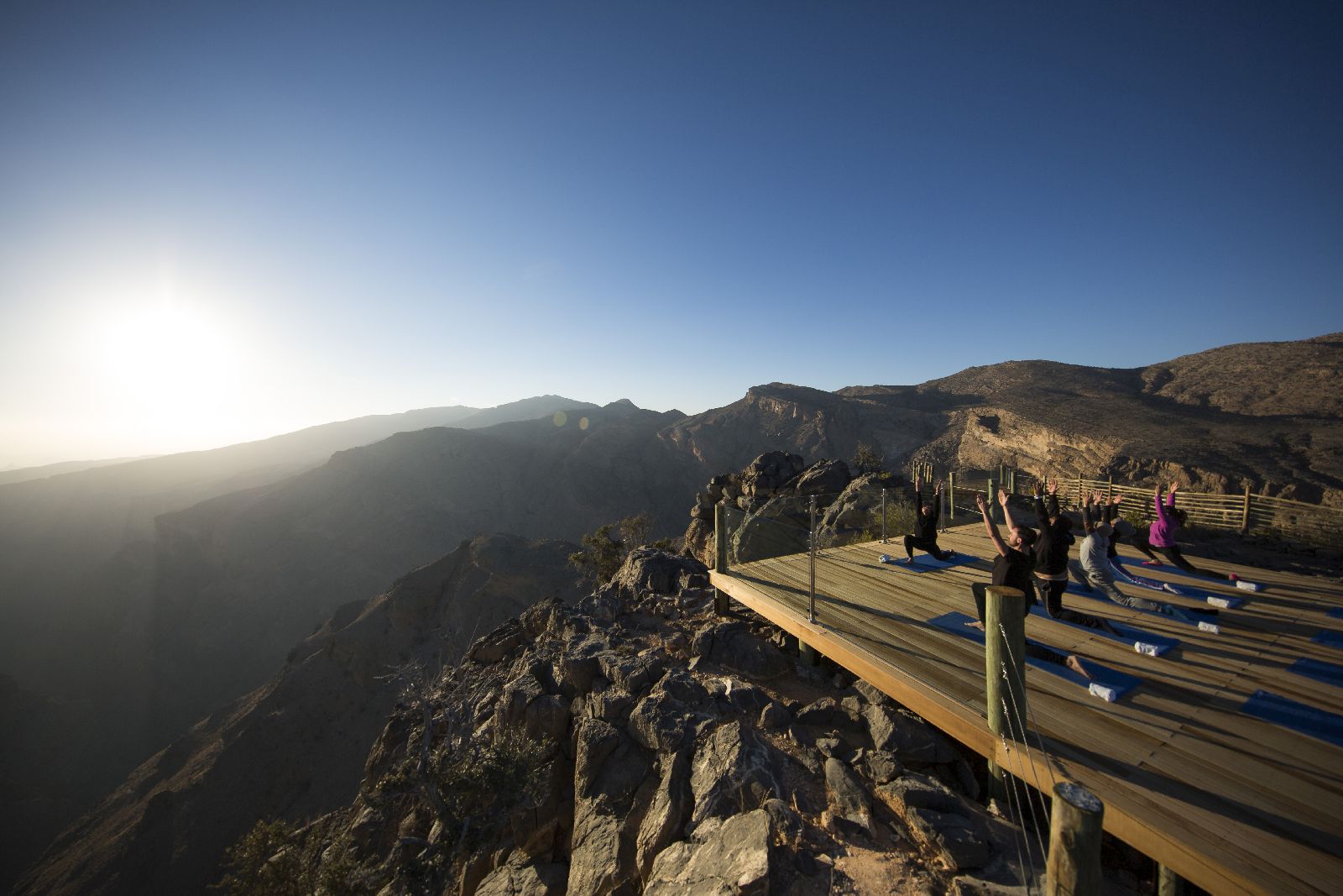 Cliffside yoga at the Alila Jabal Akhdar in Oman