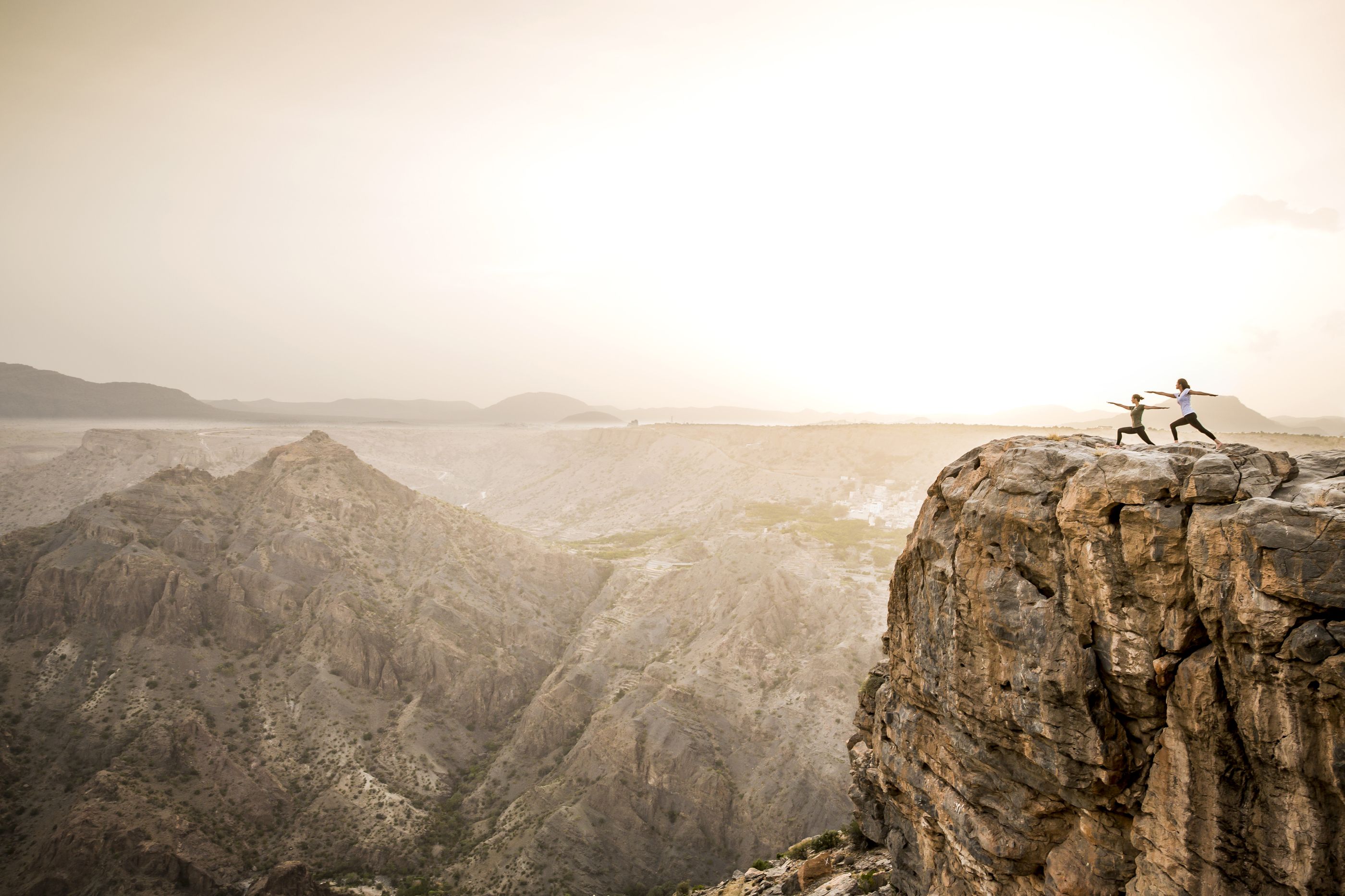 Yoga classes on top of the mountains near Anantara Al Jabal Al Akhdar Resort, Oman