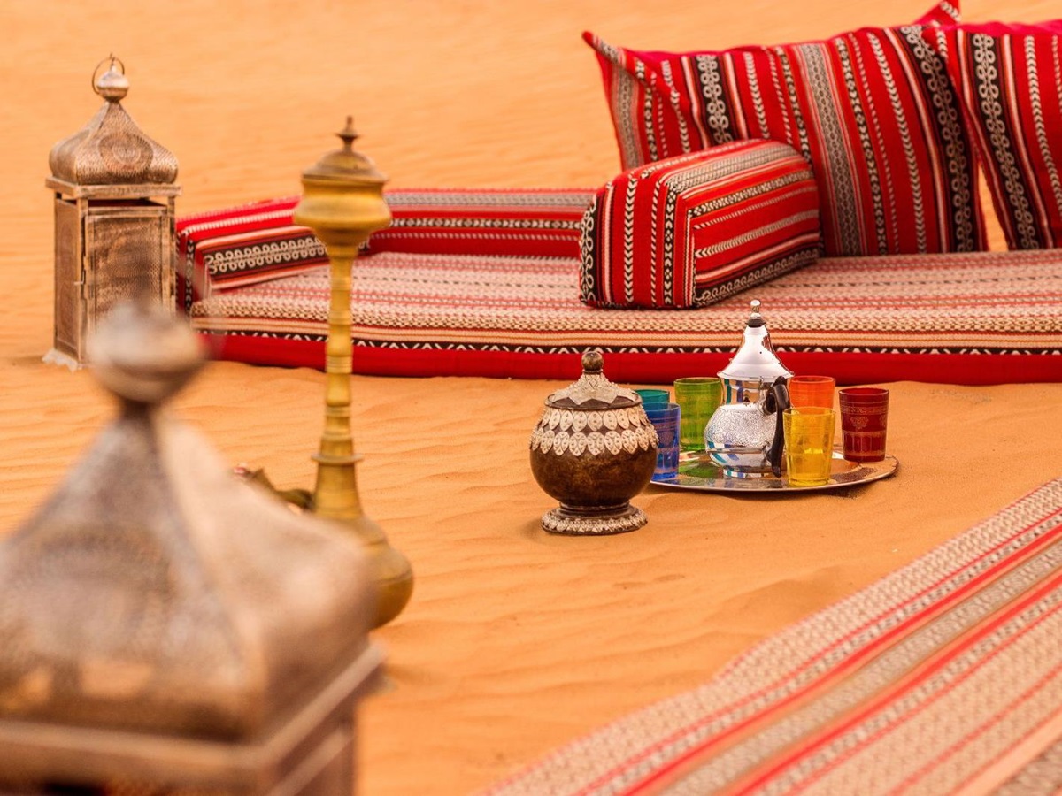 Afternoon tea at the Canvas Club tented camp in Oman