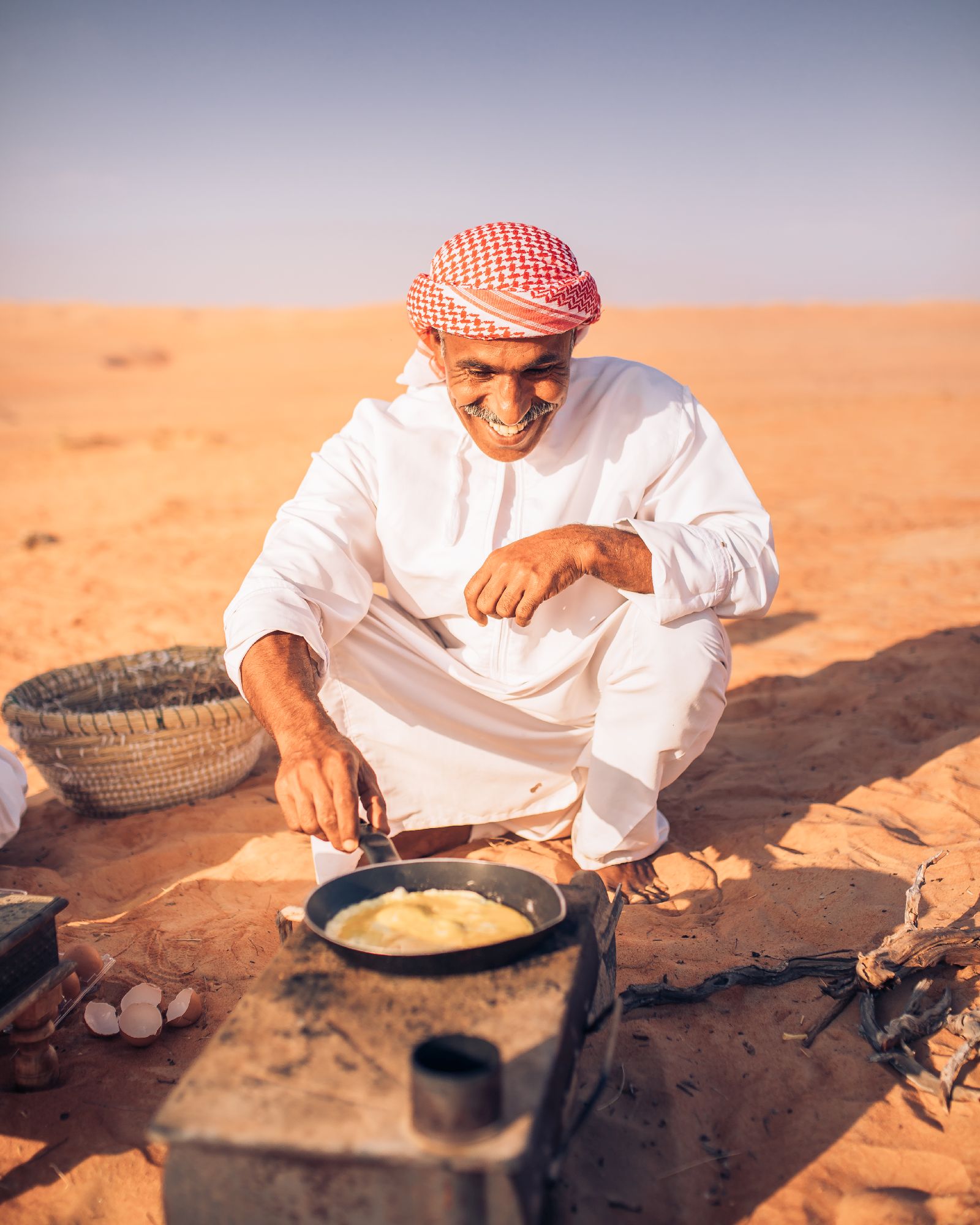 Chef preparing breakfast at the Canvas Club tented camp in Oman