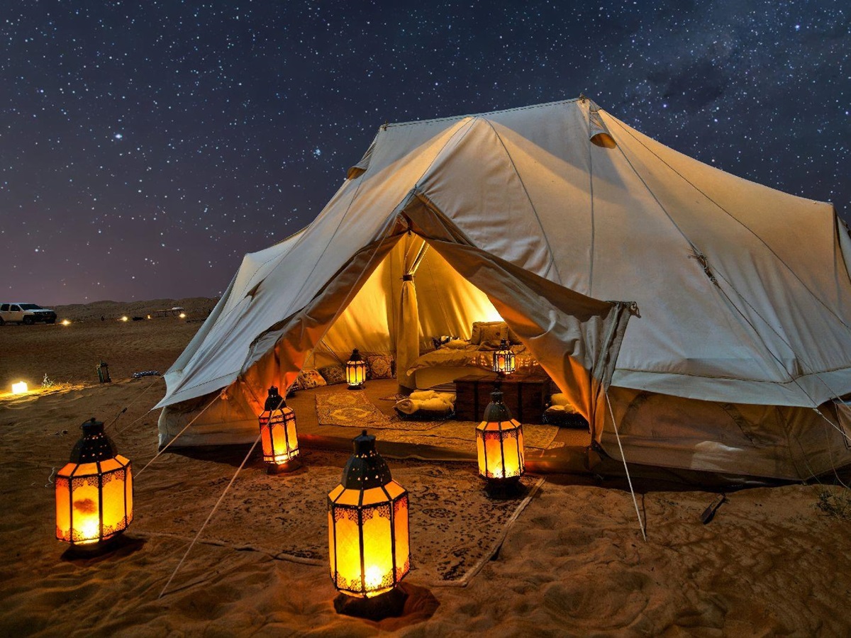 Luxury Bedouin tent at the Canvas Club camp in Oman