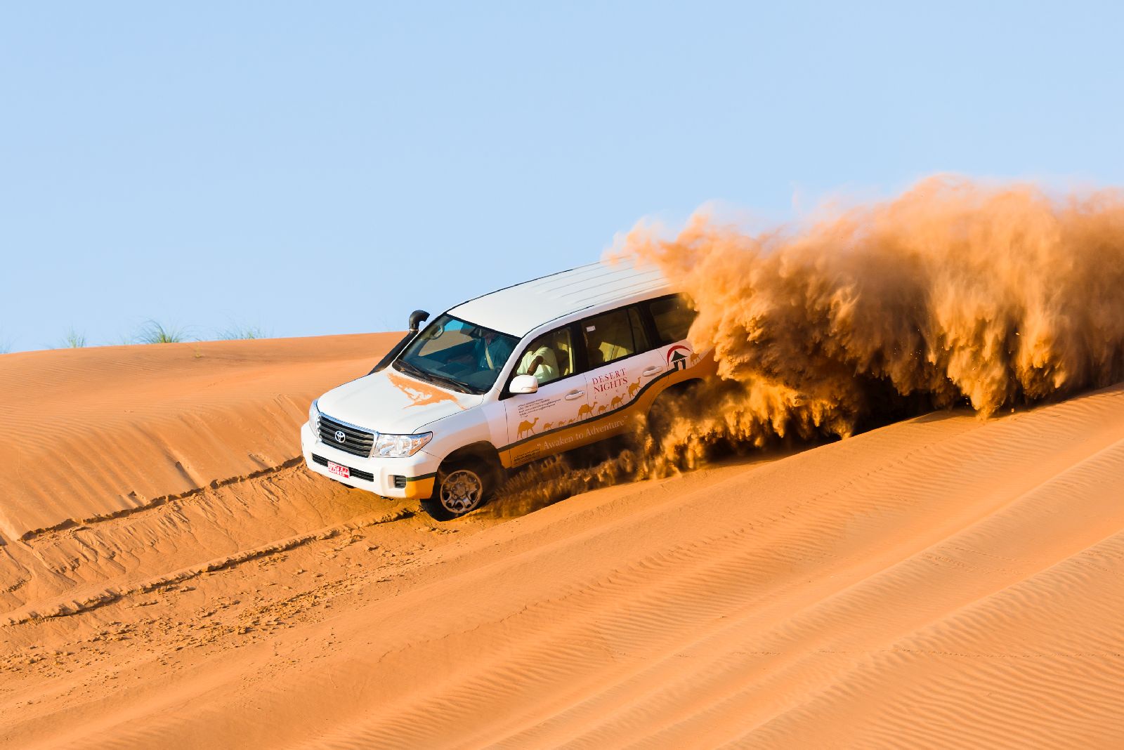 Driving through the dunes to Desert Nights Camp Oman