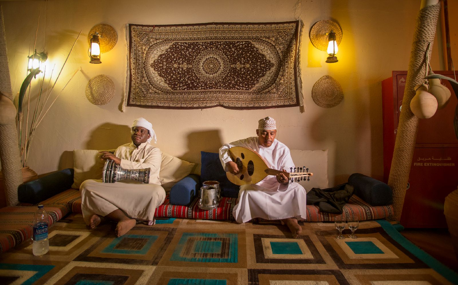 Traditional musicians performing at Desert Nights Camp Oman
