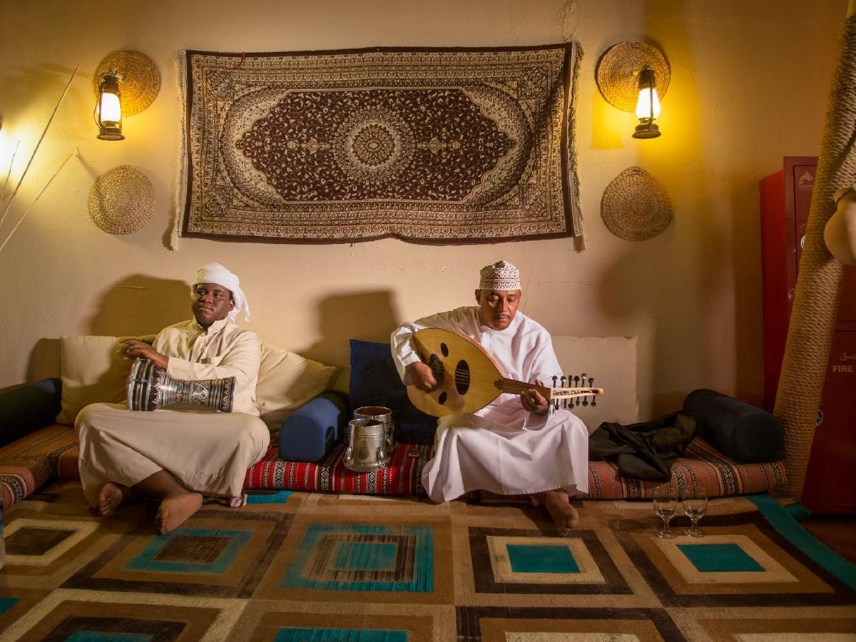 Traditional musicians performing at Desert Nights Camp Oman