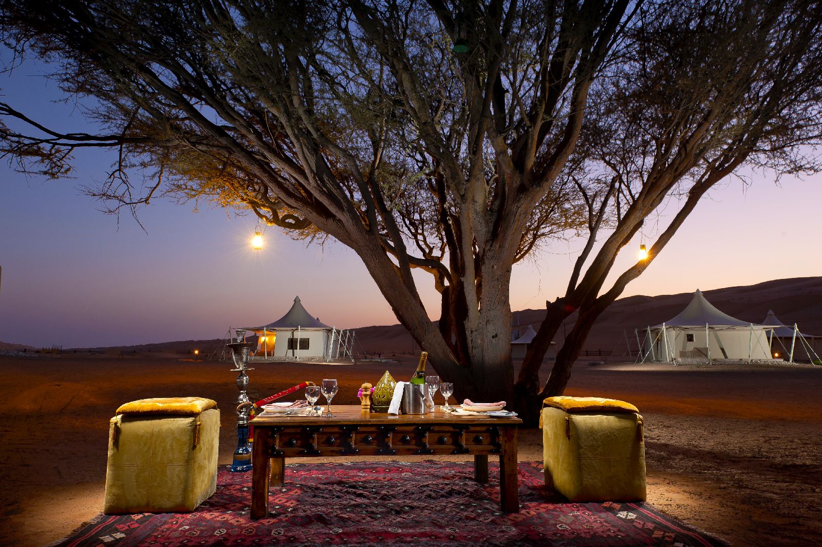 Private dining at Desert Nights Camp Oman