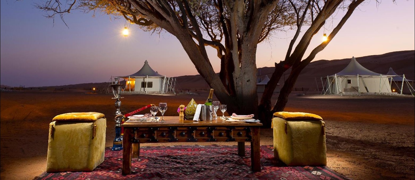 Private dining at Desert Nights Camp Oman