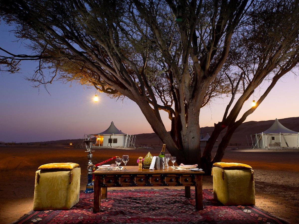Private dining at Desert Nights Camp Oman