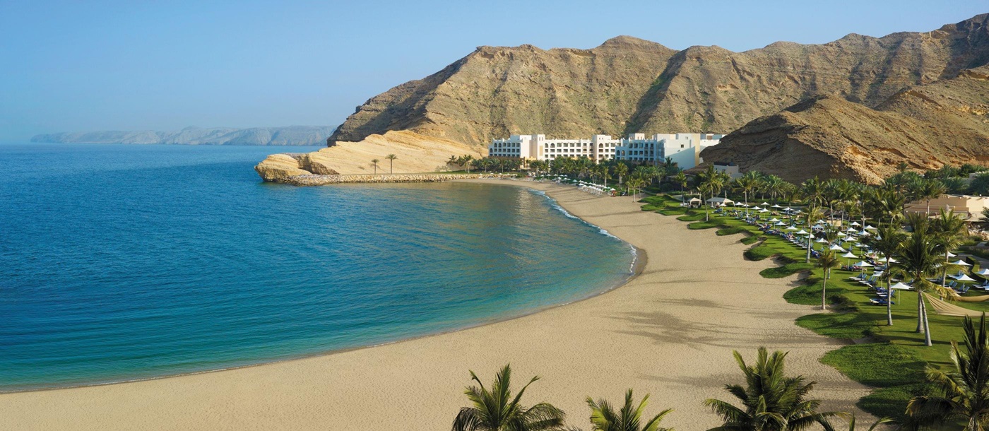 The private beach of Shangri la al Bandar, Oman