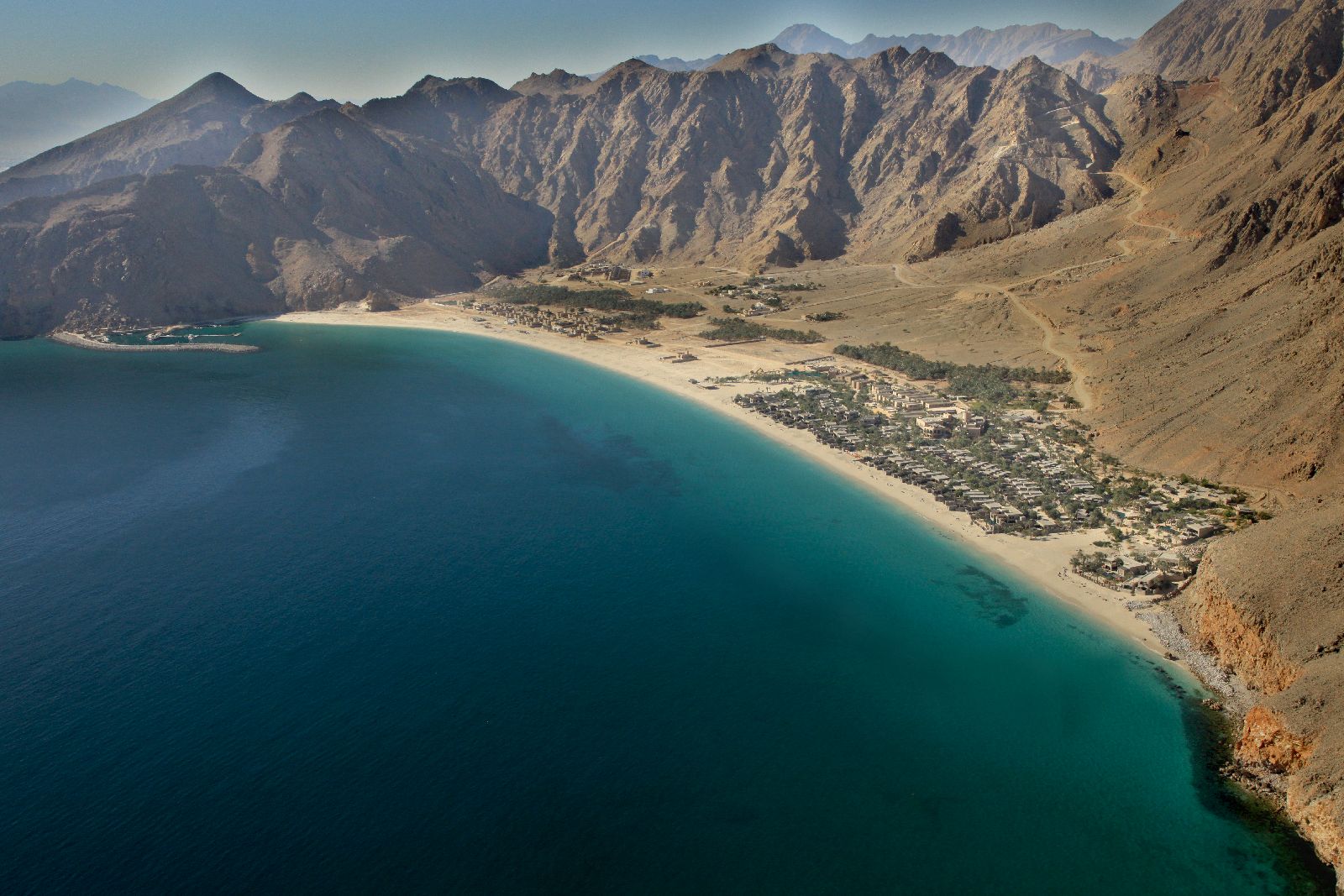 Aerial view of the Six Senses Zighy Bay Oman